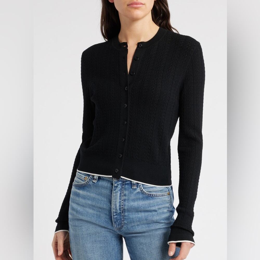 Madewell The Signature Open Knit Cardigan in black Size XXL
